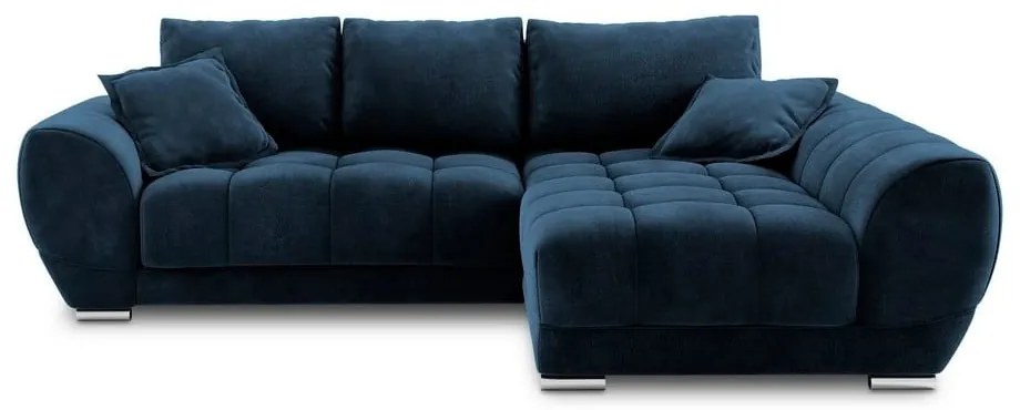 Nuage királykék kinyitható sarokkanapé bársony kárpittal, jobb oldali - Windsor &amp; Co Sofas