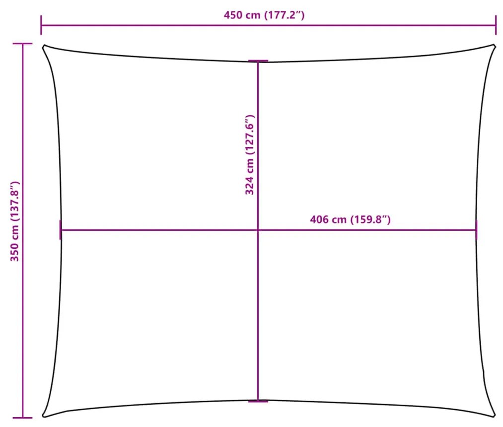 piros téglalap alakú oxford-szövet napvitorla 3,5 x 4,5 m