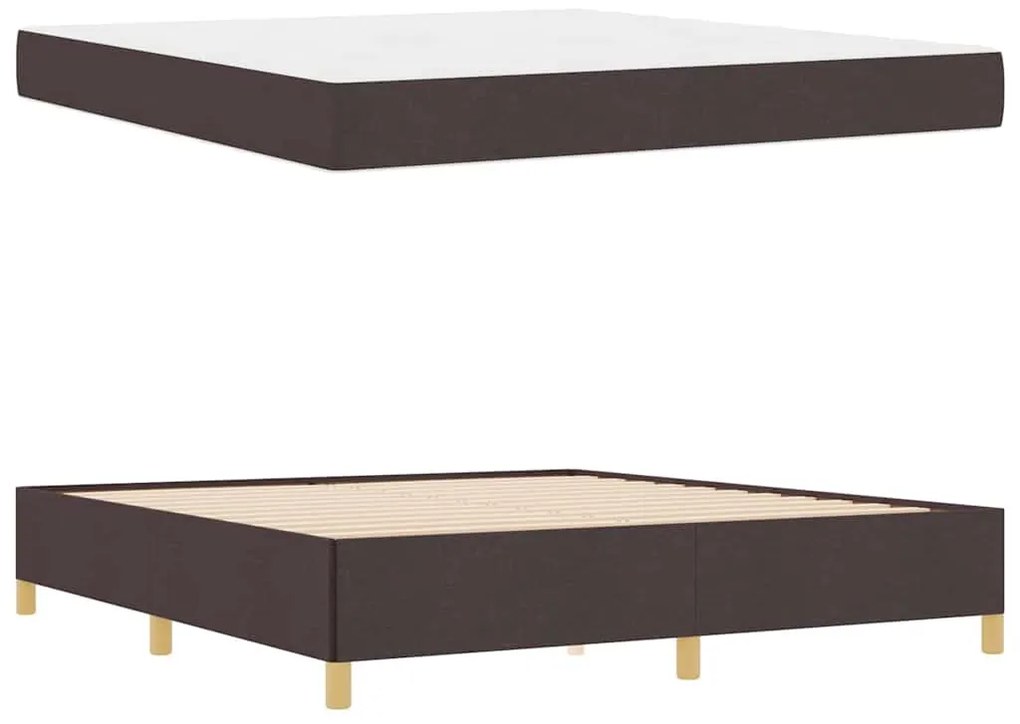 Boxrugós ágy matracmal Sötétbarna és fehér 180 x 200 cm szövet