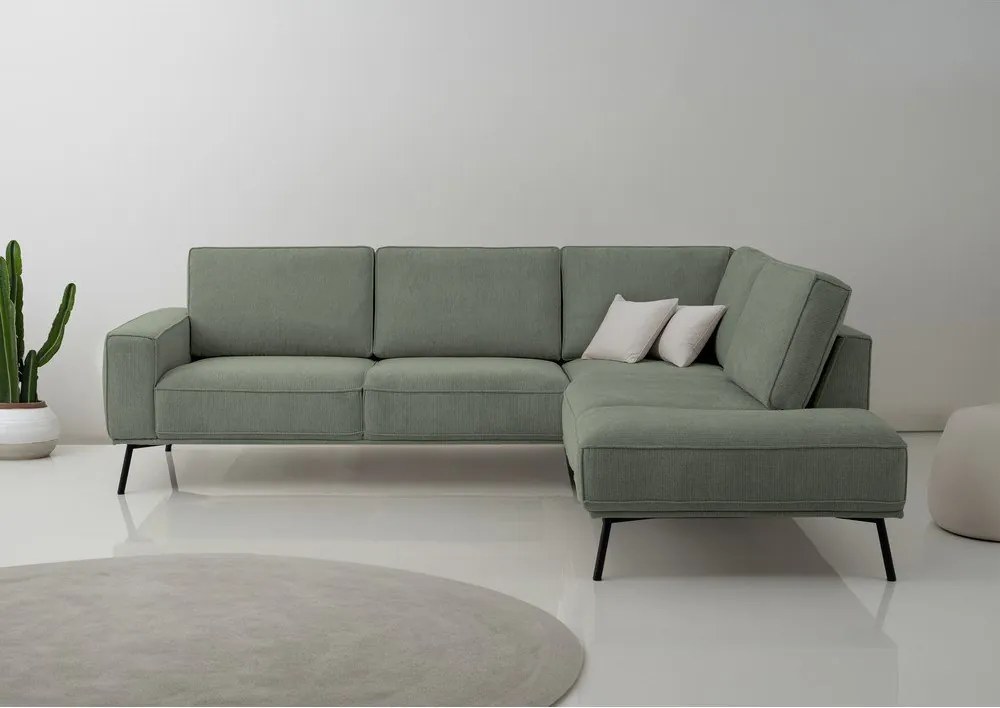 Zöld zsenília sarokkanapé (jobb oldali-L alakú) Amsterdam – Scandic