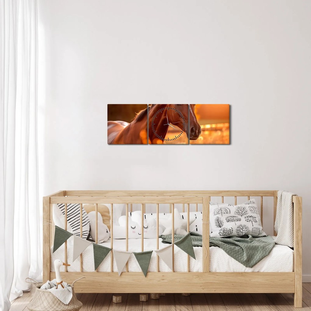 Kép - Ló a naplementében (órával) (90x30 cm)
