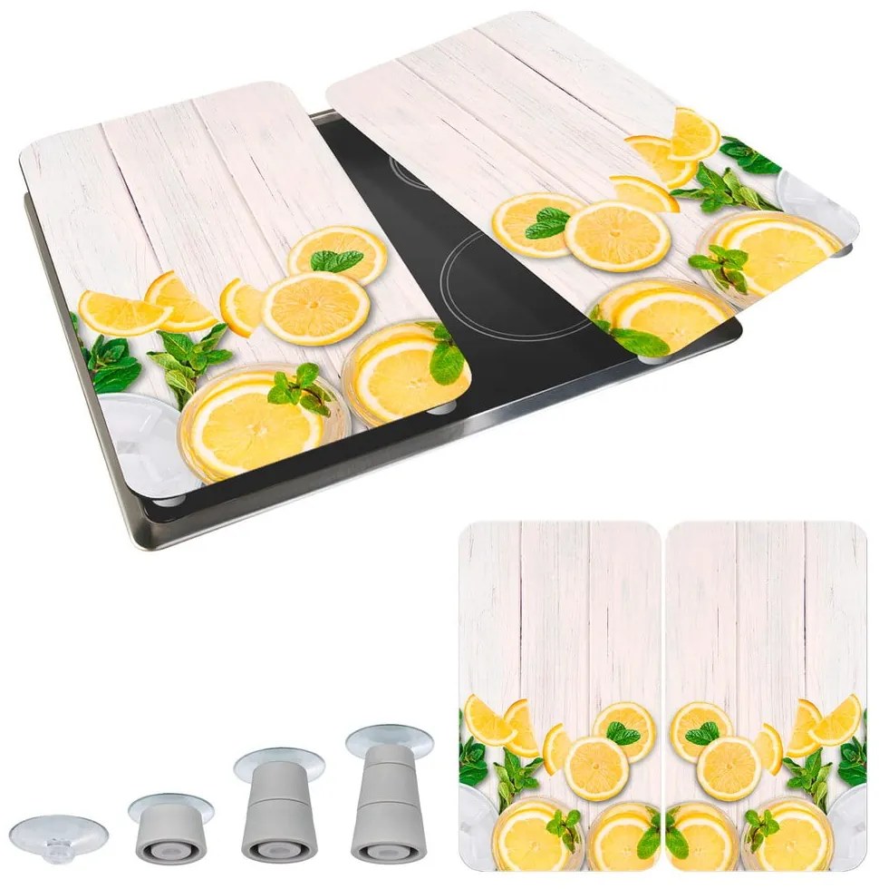 Edzett üveg tűzhely fedőlap szett 2 db-os 52x30 cm Lemons – Wenko