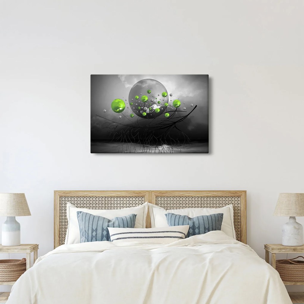 Zöld absztrakt gömbök képe (90x60 cm)