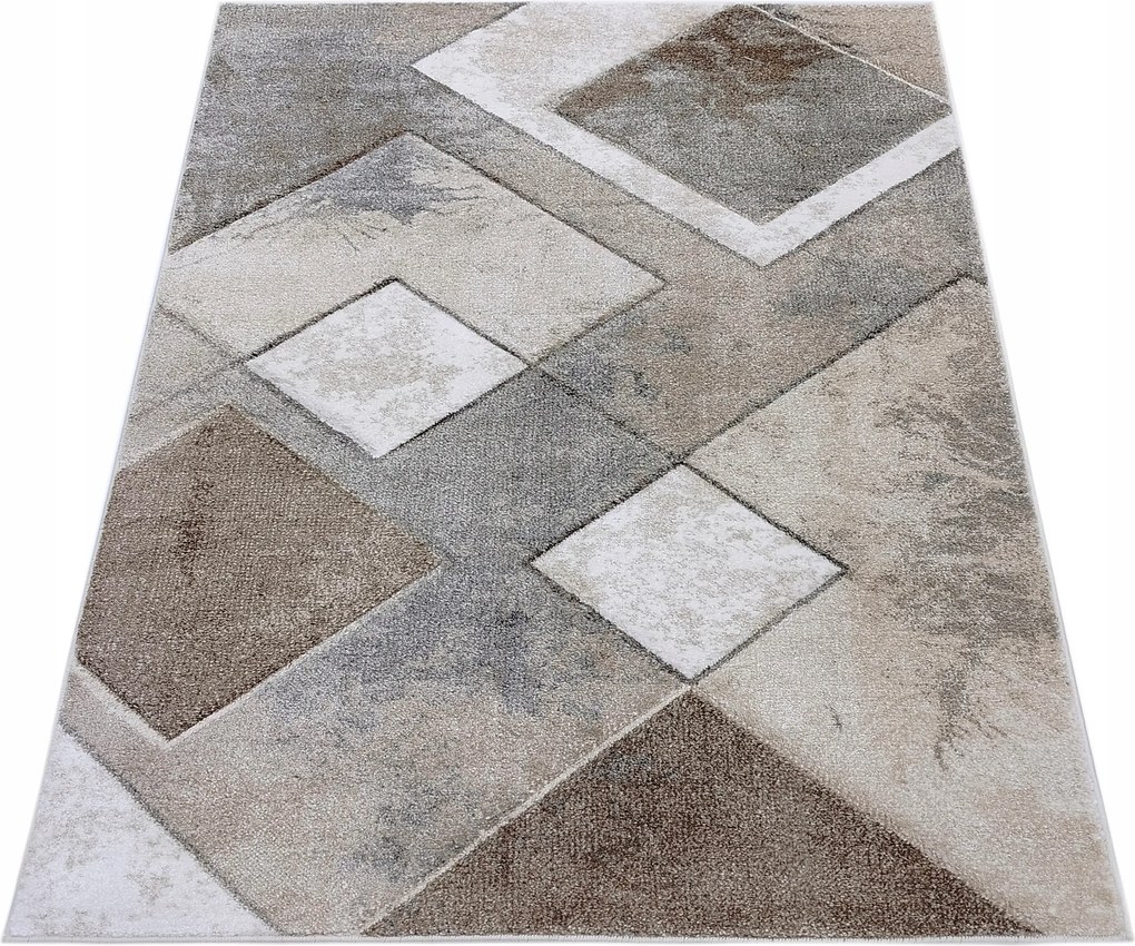 Szőnyeg 160x220 Bézs Modern Geometrikus Hálószoba Nappali Masszív