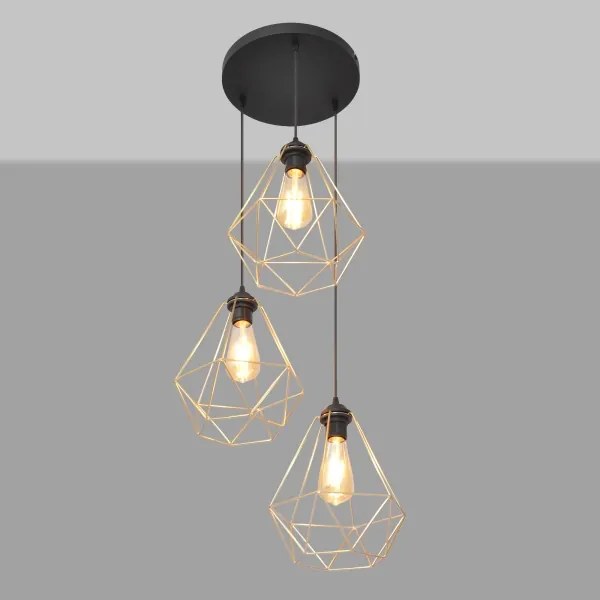 Csillár zsinóron KARO 3xE27/15W/230V arany/fekete