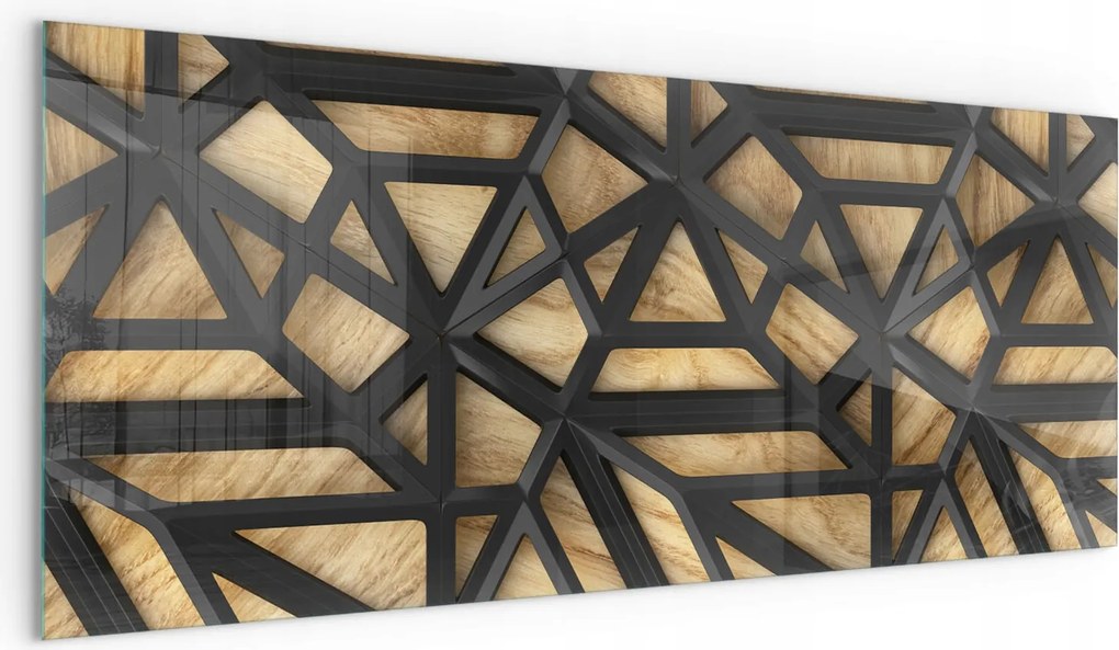 Strapabíró üveg alátét kályha kandallóhoz Geometria fa 125x50