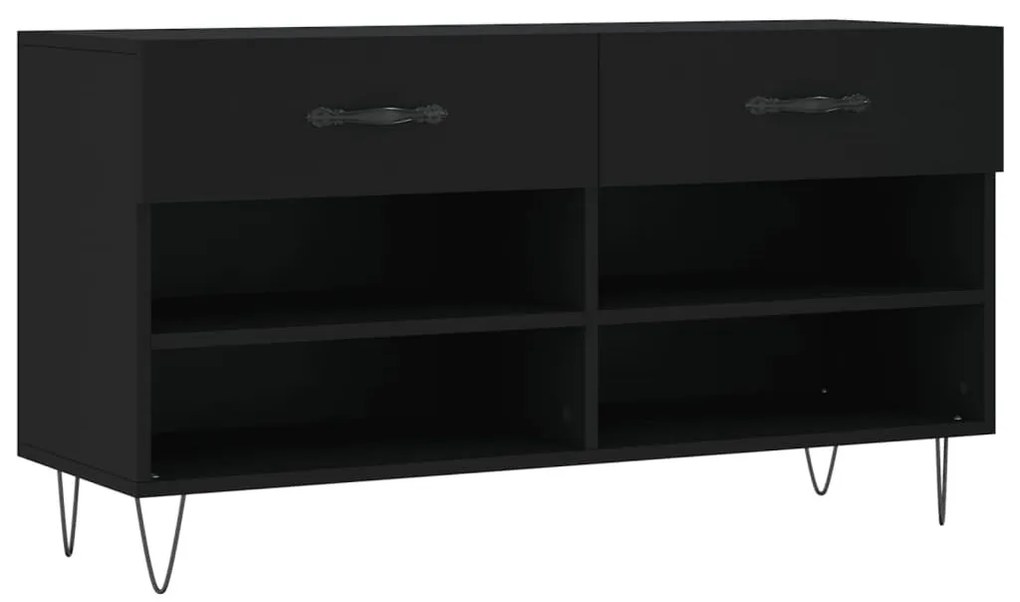 fekete szerelt fa cipőpolc 102x35x55 cm