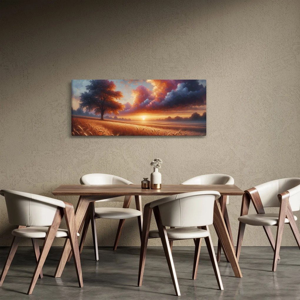 Kép – Naplemente a mezőn (120x50 cm)