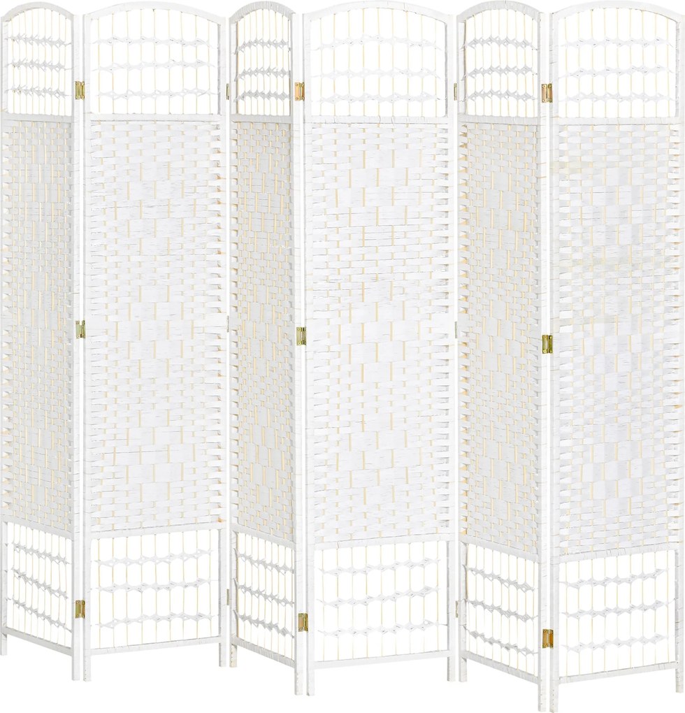 HOMCOM 6 Paneles Elválasztó Ajtó 95,28x66,93 hüvelyk Papírrost és Nyárfa Keret, Elegáns Dekoráció Hálószobába és Nappaliba - Fehér | Aosom