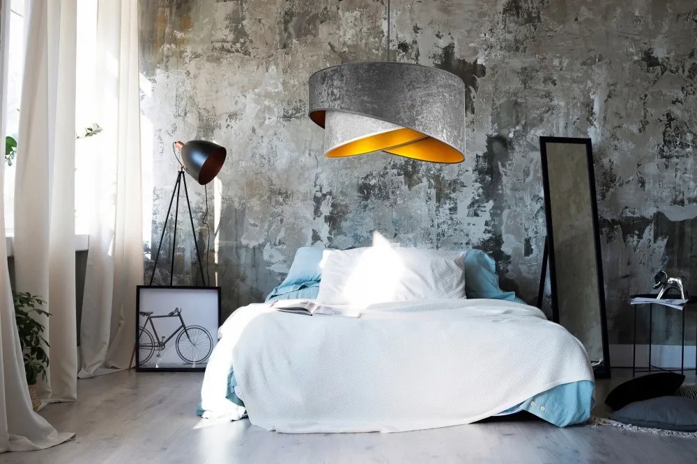 Duo szürke textil búrás függőlámpa Glimex Abazur Premium 1xE27 GA0119