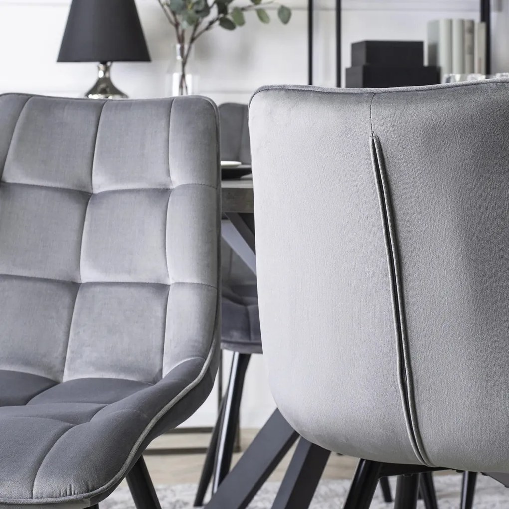 Szék szürke színben, bársony kárpittal. RIO