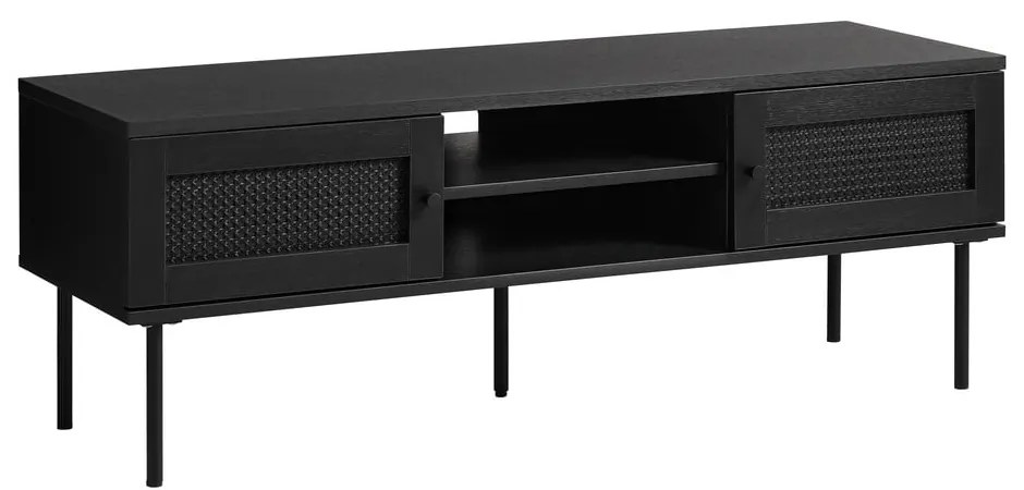 Fekete TV-állvány tölgyfa dekorral 120x43 cm Pensacola – Unique Furniture