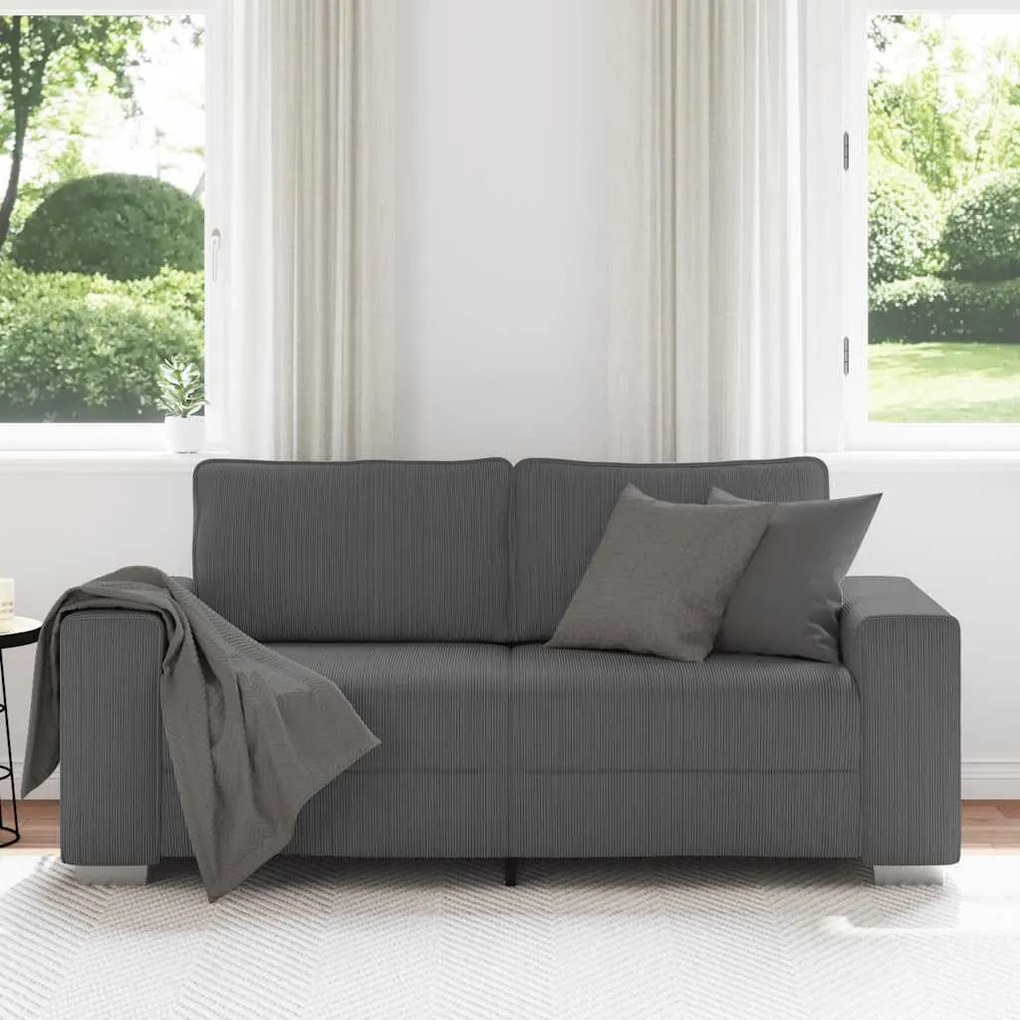 sötétszürke kordbársony szövet loveseat kanapé 140 cm