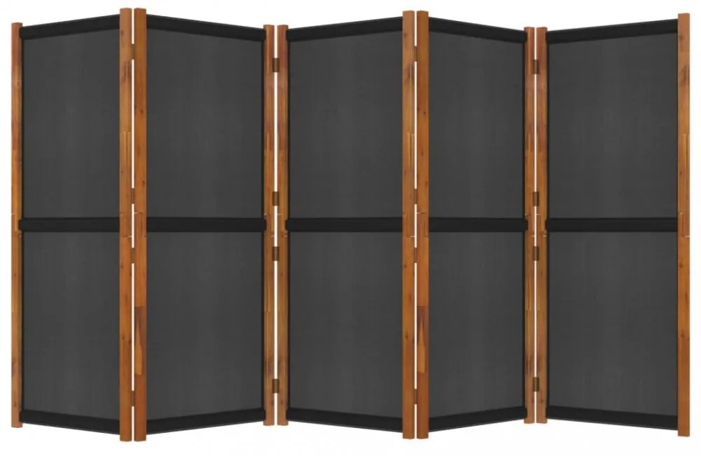 fekete 5 paneles térelválasztó 350x180 cm