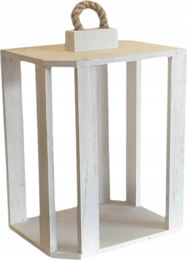 Lampion széles ferde fa esküvői nád karácsony fehér 35cm