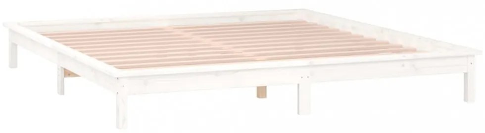fehér tömör fa ágykeret LED-világítással 120 x 200 cm