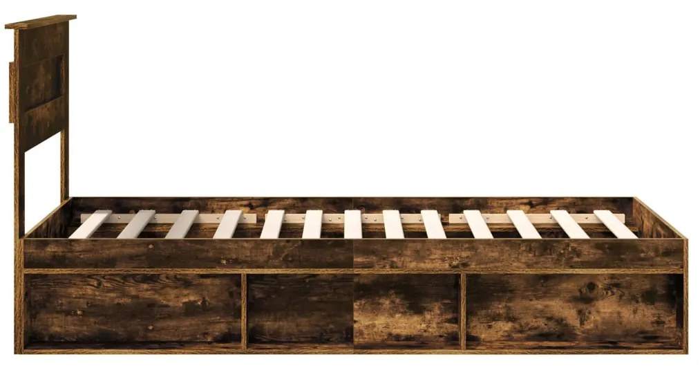 vidaXL Ágykeret matracmal Füstölt tölgy 90 x 190 cm Tömör fenyőfa