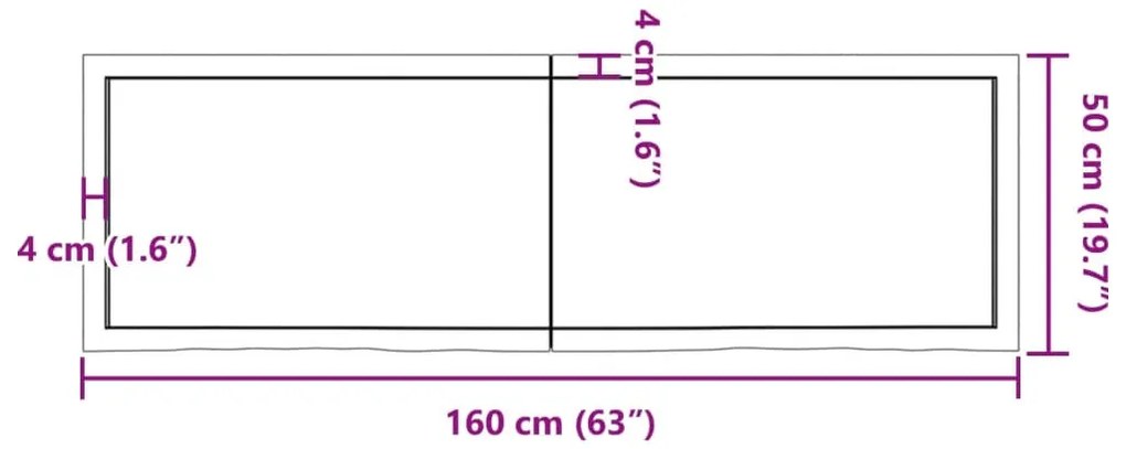 sötétbarna kezelt tömör tölgyfa asztallap 160x50x(2-6) cm