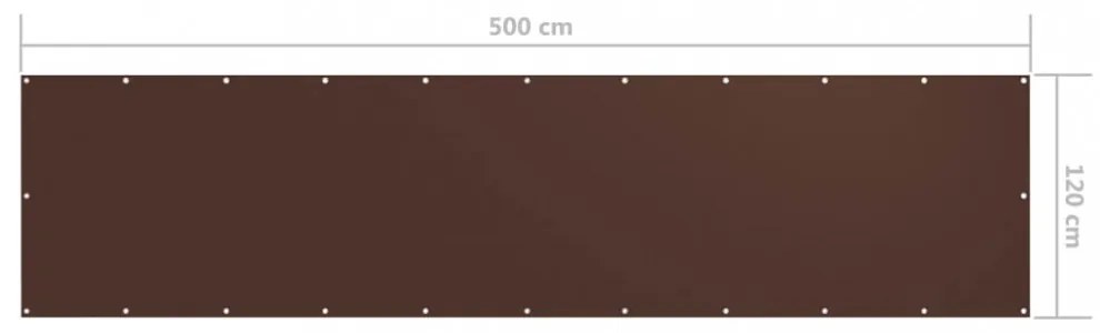 barna oxford-szövet erkélyparaván 120 x 500 cm