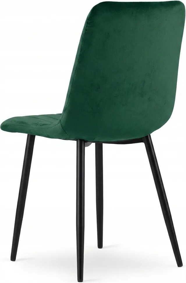 Sötétzöld bársony szék LAVA BOTTLE GREEN fekete lábakkal