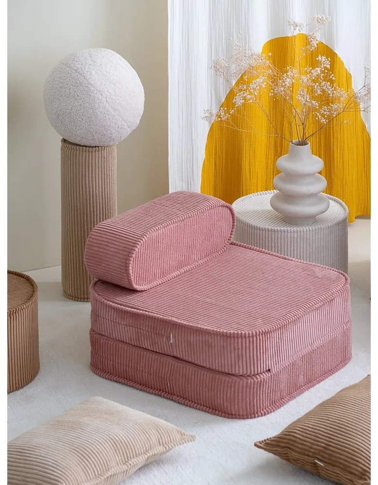 Rózsaszín kordbársony gyerek fotel Flip – Wigiwama