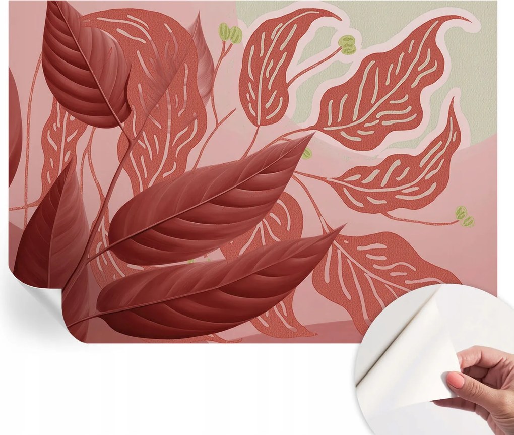 Divatos öntapadós fali tapéta Organikus levelek 208x146 cm
