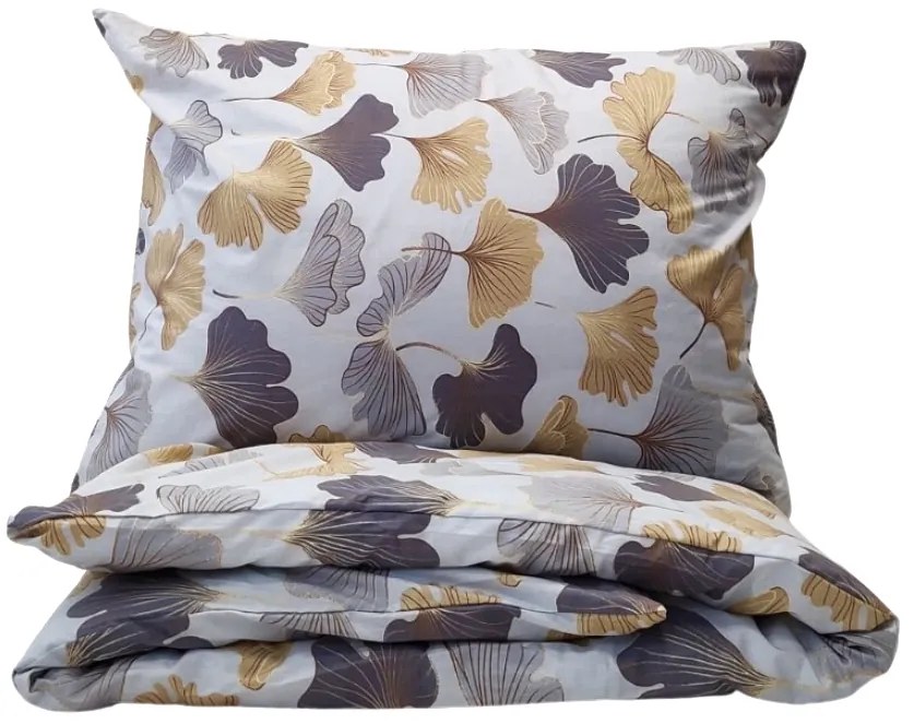 Ginko szürke pamut lepedők 200x140cm+90x70cm TiaHome