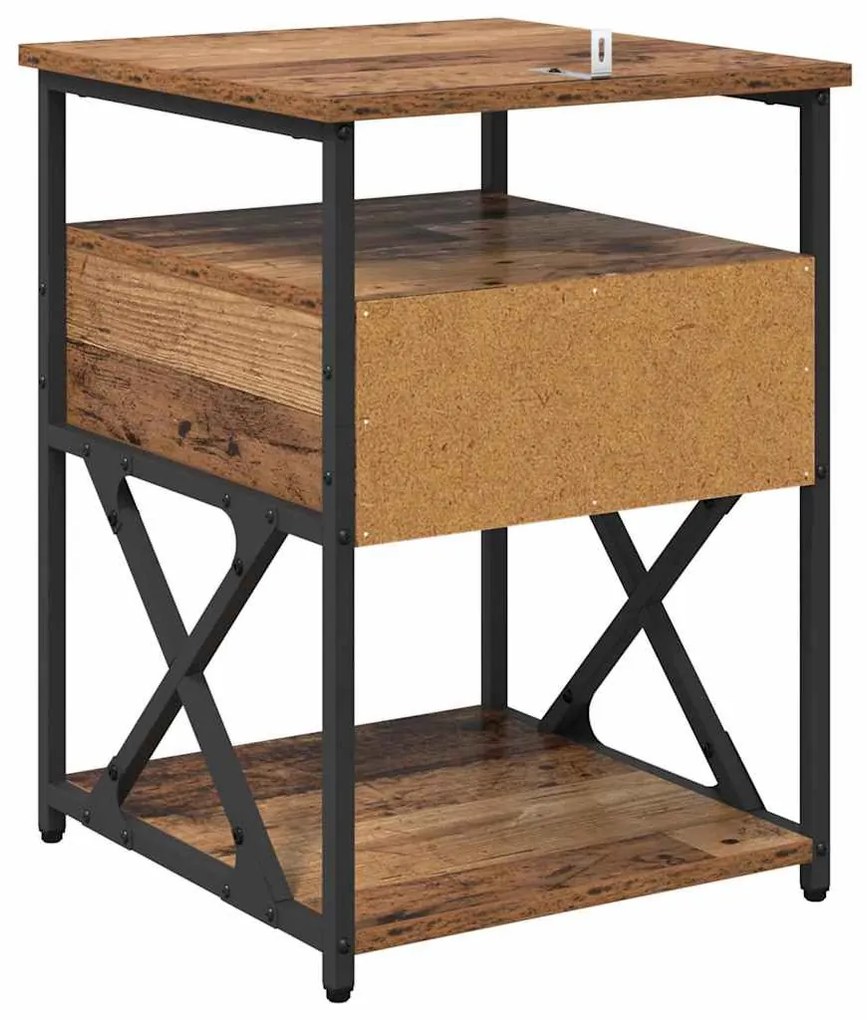 Éjjeliszekrény fiókkal 2 pcs Régi fa 40 x 42 x 55 cm Faanyag