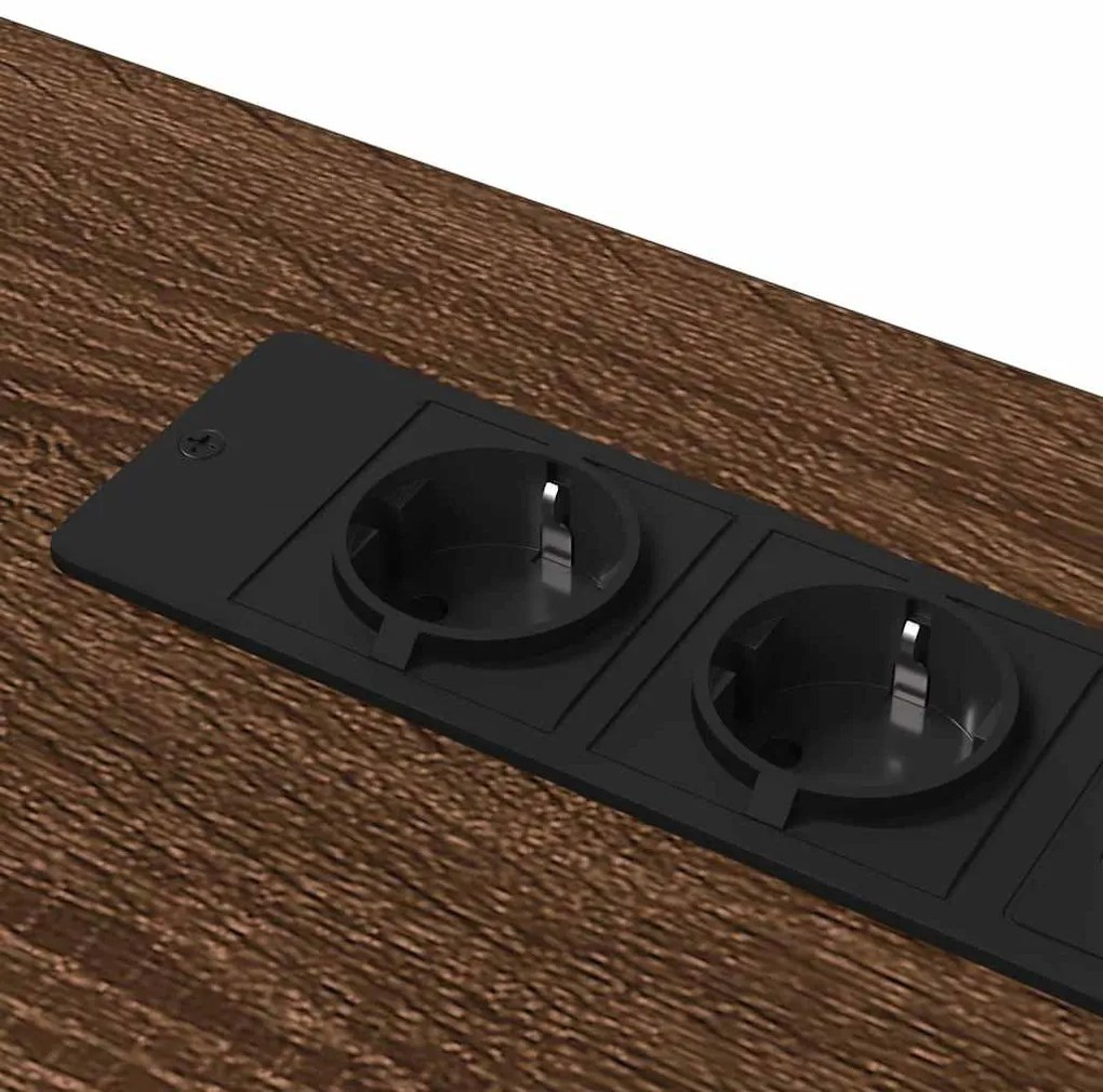 Asztal LED -es lámpákkal barna tölgy 100 x 50 x 86.5 cm Faanyag