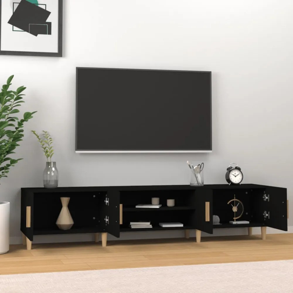 fekete szerelt fa TV-szekrény 180 x 31,5 x 40 cm