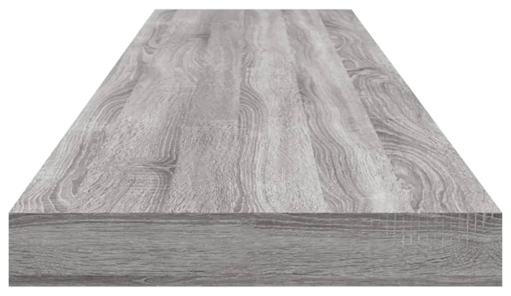 4 db szürke sonoma színű szerelt fa fali polc 100 x 10 x 1,5 cm