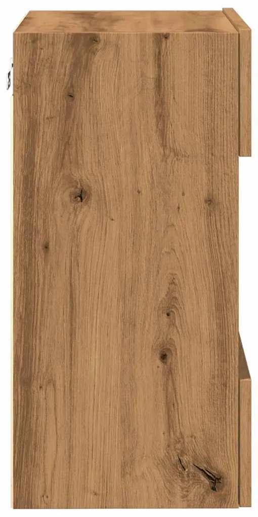 2 db kézműves tölgy színű fali TV-szekrény LED-del 40x30x60,5cm
