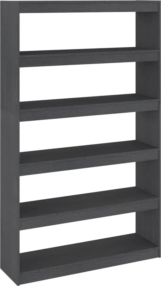 vidaXL szürke tömör fenyőfa könyvszekrény/térelválasztó 100x30x167,5cm