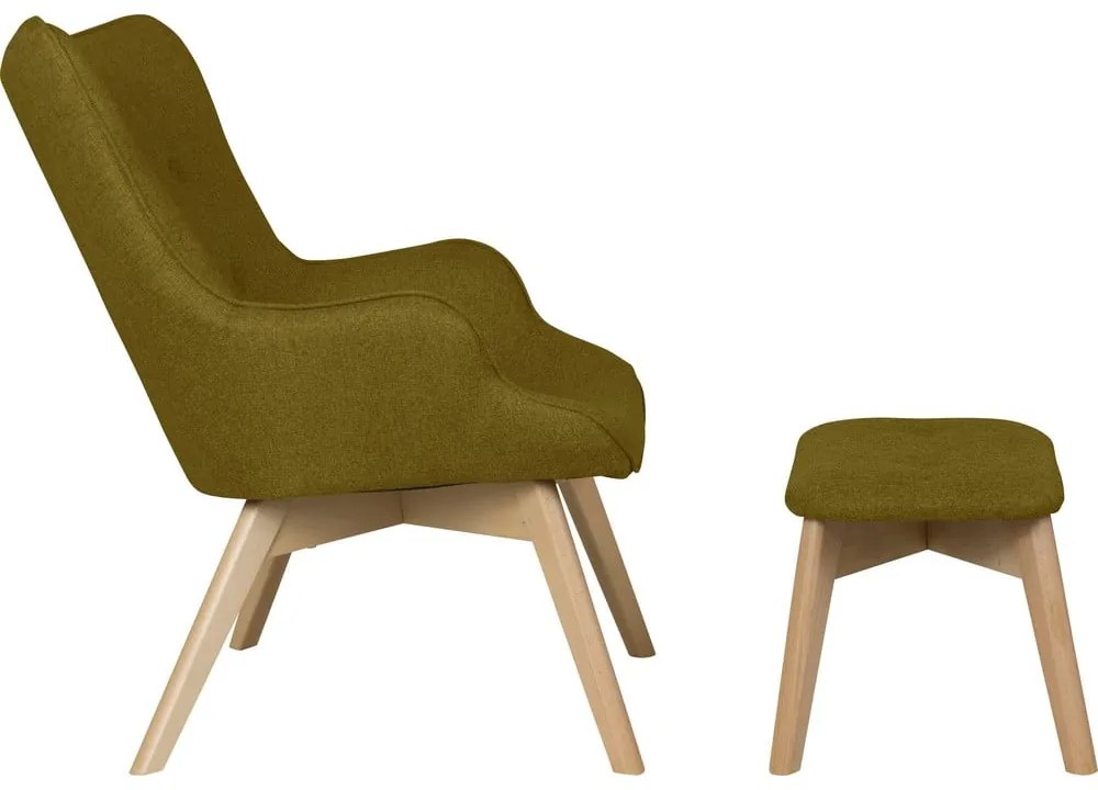 Zöld fotel lábtartóval Niko – Ropez