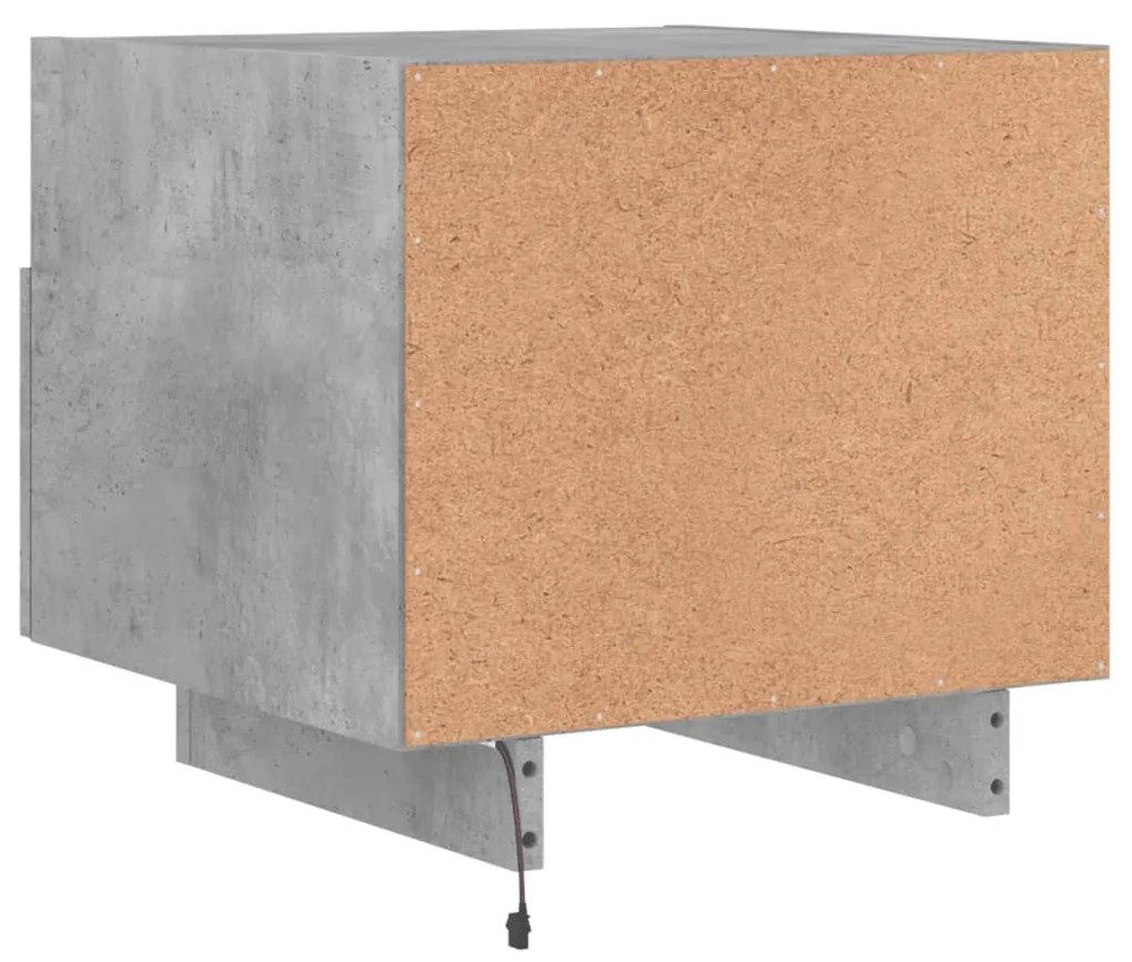 2 db betonszürke éjjeliszekrény LED-világítással 40x39x37 cm