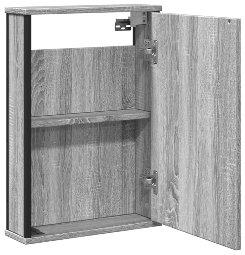 szürke sonoma szerelt fa tükrös szekrény 42x12x60 cm