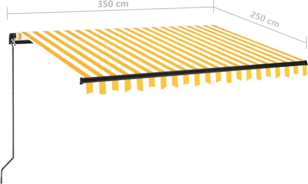 Sárga és fehér kézzel kihúzható napellenző 350 x 250 cm