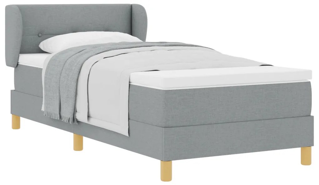 Boxspring Ágy Matraccal - Világosszürke, 80x200 cm, Szövet