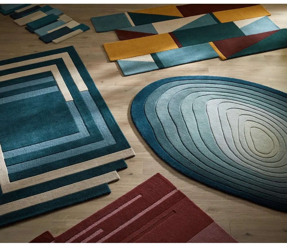 Kék gyapjú szőnyeg 200x290 cm Puddle Ombre Wool – Flair Rugs