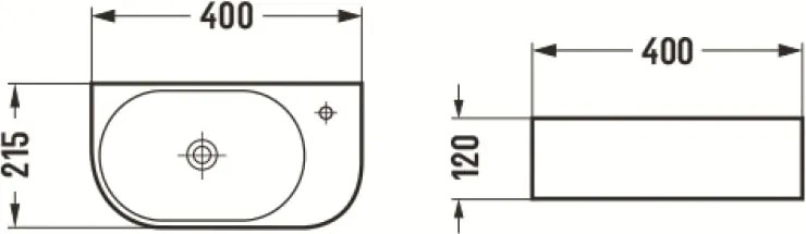 Mexen Viera balra szerelt mosdókagyló 40 x 21 cm, fehér - 21274000L