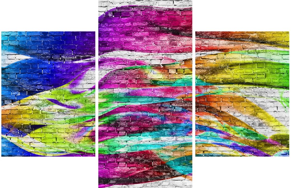 Kép - Téglafal színes lángokkal (90x60 cm)