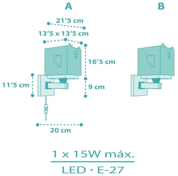 Dalber 64389 - Gyerek fali lámpa LITTLE DRAGON 1xE27/15W/230V
