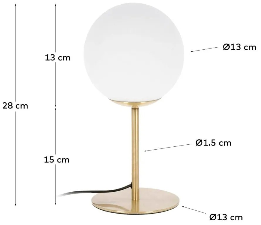 Aranyszínű asztali lámpa fém búrával (magasság 28 cm) Mahala – Kave Home
