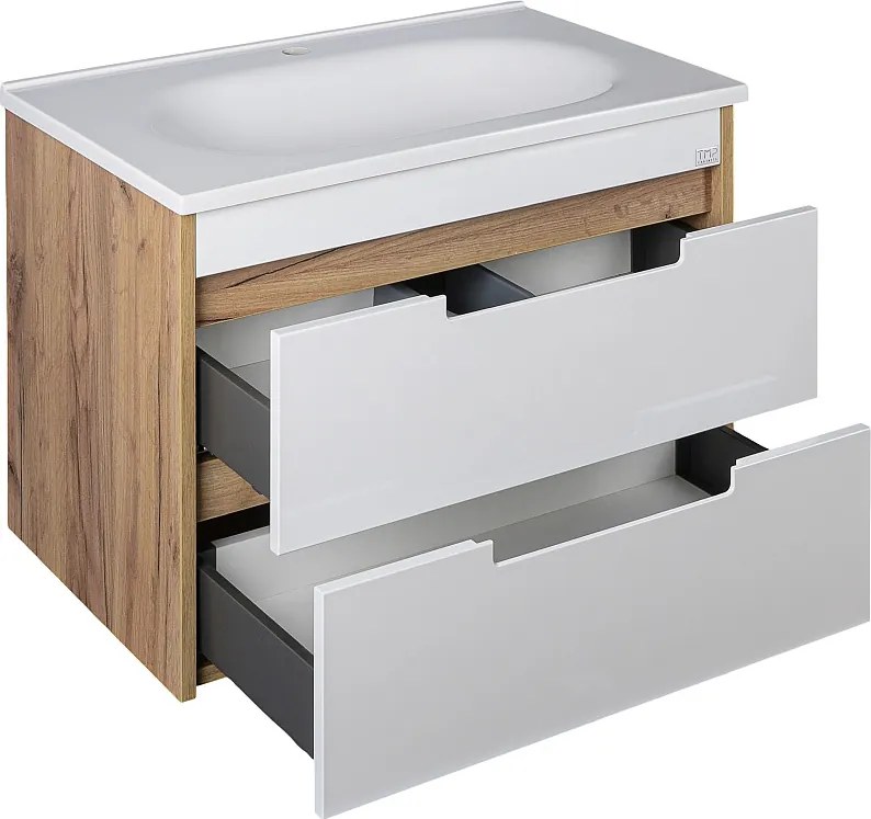 TMP GOLDY 75 fali fürdőszobabútor - öntött műmárvány mosdóval - 75 x 50 x 51 cm