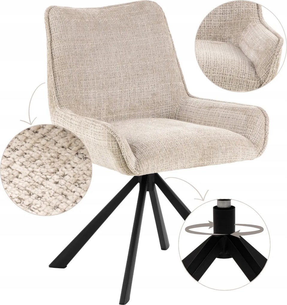 Kényelmes Étkező Forgószék Bézs kárpitozott nappali