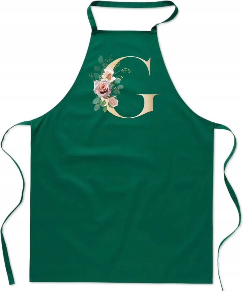 Konyhai Kötény zöld G Betűvel monogram Gergely FA_332_z