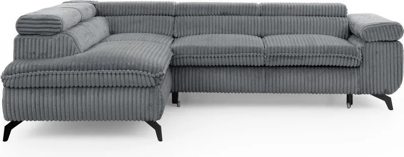 Szürke kordbársony sarokkanapé (bal oldali-L alakú) Marbeya – Ropez