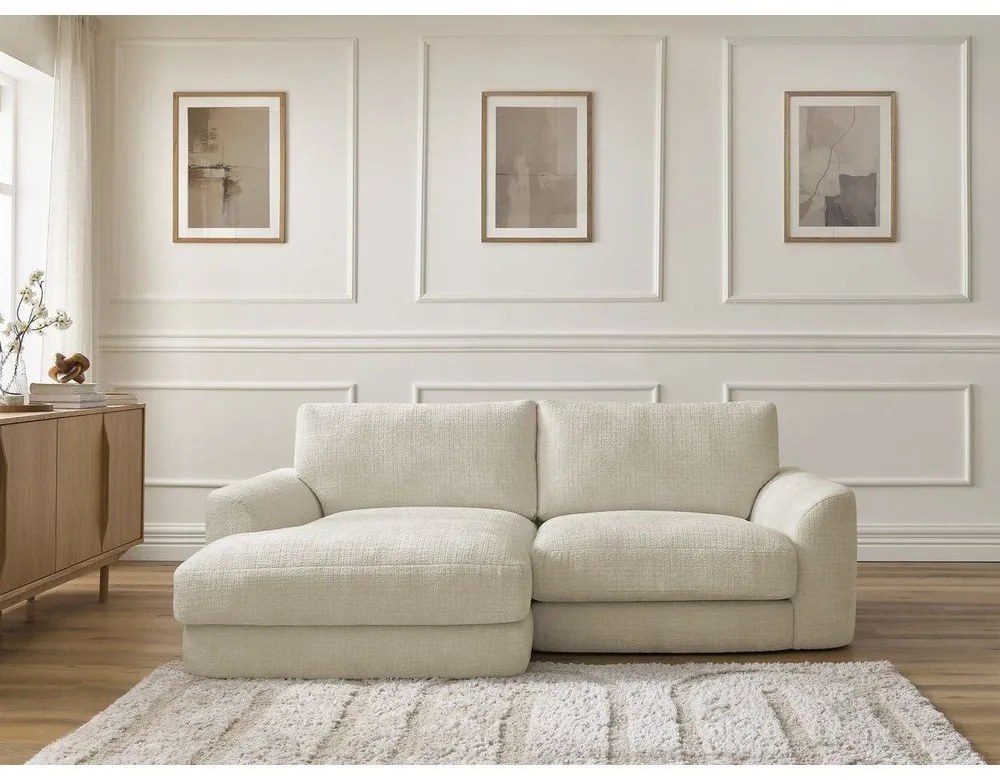 Bézs zsenília sarokkanapé (bal oldali-heverő résszel) Leonore – Bobochic Paris