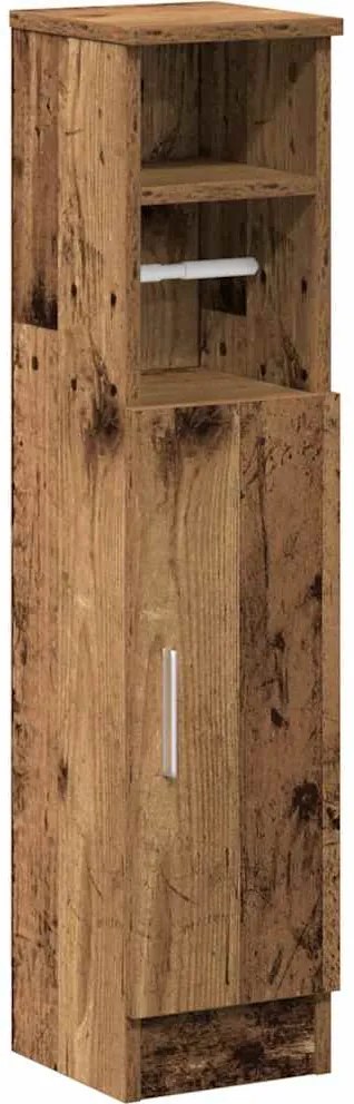 vidaXL antik fa színű fürdőszobaszekrény tekercstartóval 20,5x22x90 cm