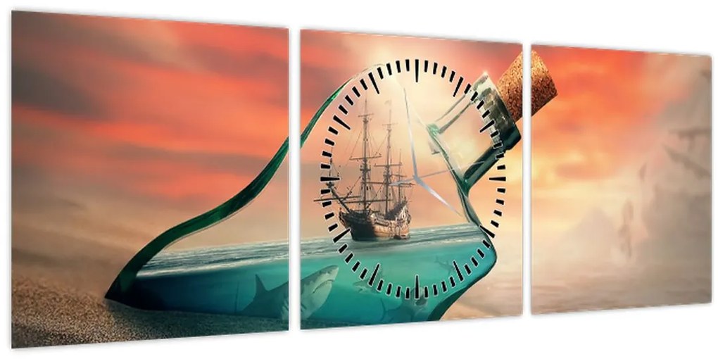 Kép - Élet a palack (órával) (90x30 cm)